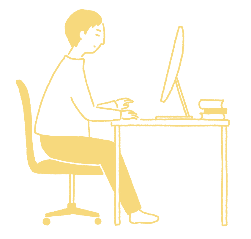 デスクで作業するスタッフのイラスト