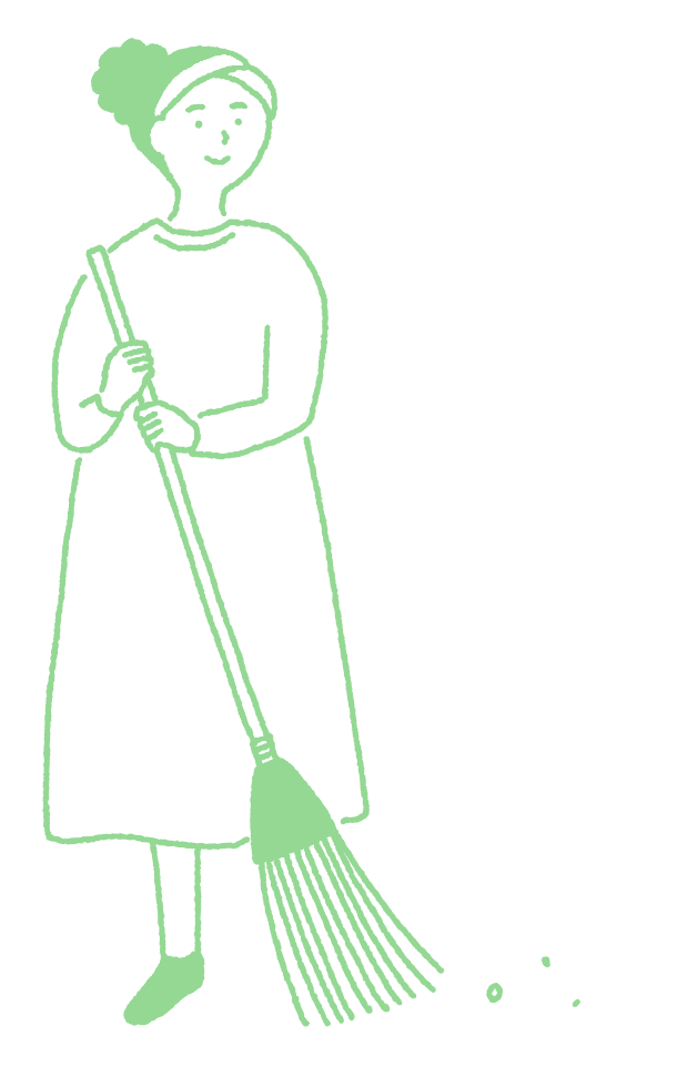 掃除をするスタッフのイラスト